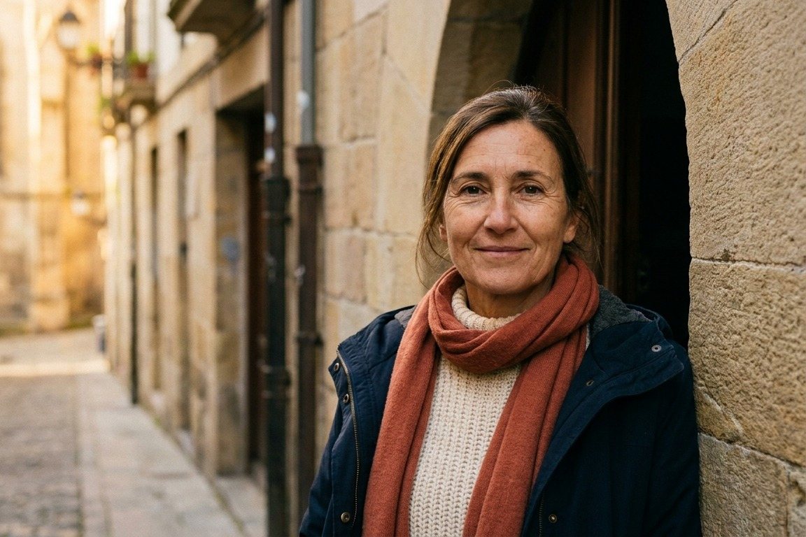Retrato editorial de una vecina en el casco medieval